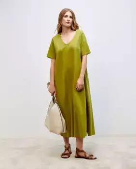 Длинное платье с короткими рукавами Woman El Corte Ingls, цвет Verde Pistacho