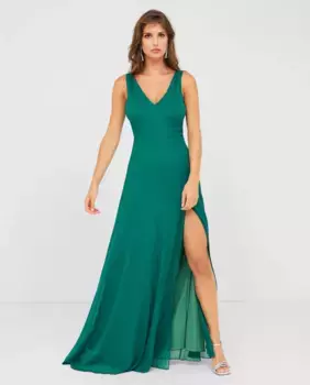 Длинное платье с крестом на спине Veneno en la piel, зеленый