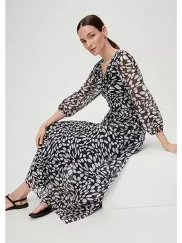 Длинное платье s.Oliver, цвет schwarz/wei