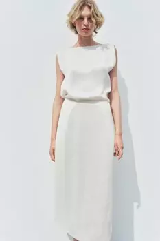 Длинное платье с открытой спиной - circ x zara ZARA, устрично-белый