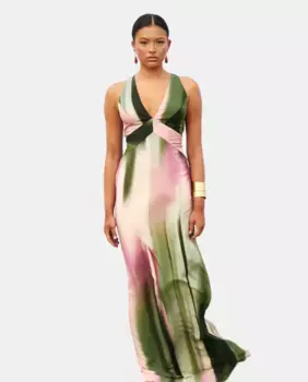 Длинное платье с открытой спиной и перекрещивающимися бретелями MIPHAI, мультиколор