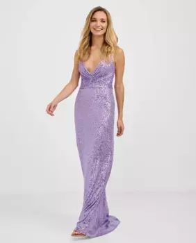 Длинное платье с пайетками и V-образным вырезом Veneno en la piel, сиреневый