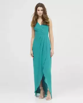 Длинное платье с перекрещивающимся вырезом и вырезом спереди Veneno en la piel, бирюзовый