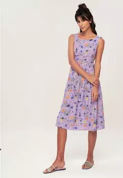 Длинное платье с принтом и бантом на поясе дневное платье Herita, фиолетовый