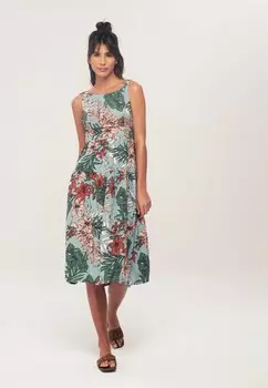 Длинное платье с принтом и дневным платьем с поясом и бантом Herita, синий