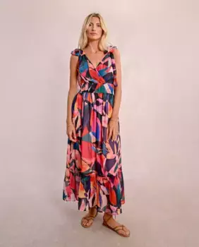 Длинное платье с принтом и оборками Molly Bracken, коралловый