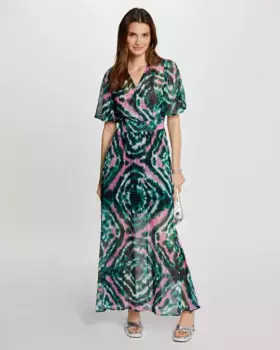 Длинное платье с принтом и перекрещивающимся вырезом Morgan, мультиколор