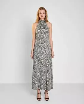 Длинное платье с принтом и воротником-хомутом Trucco, черный