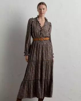 Длинное платье с принтом Lloyd's, синий