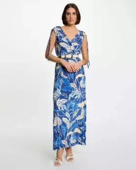 Длинное платье с принтом Morgan, синий