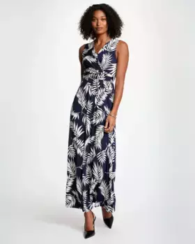 Длинное платье с принтом Morgan, тёмно-синий