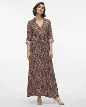 Длинное платье с принтом пейсли Vero Moda, бордовый