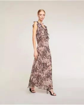 Длинное платье с принтом под питона Motivi, коричневый