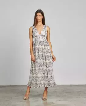 Длинное платье с принтом, широкими бретелями и V-образным вырезом Alma en Pena, сиреневый