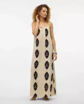 Длинное платье с принтом Vero Moda, бежевый
