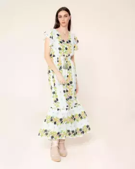 Длинное платье с принтом в виде сот Niza, белый