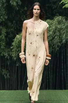 Длинное платье с принтом ZARA, светло-желтый