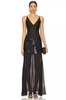 Длинное платье с прозрачными вставками Weworewhat, black