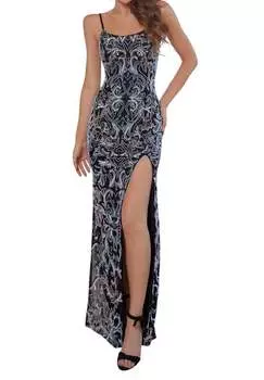 Длинное платье с разноцветным узором в цвете «мульти/черный» Scala