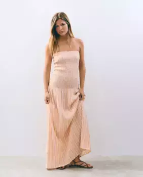 Длинное платье с резинками в полоску Brownie, желтый