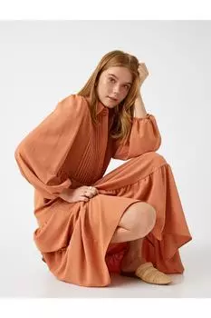 Длинное платье с резинкой Koton, оранжевый