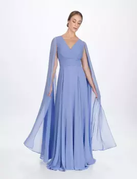 Длинное платье с рукавами-накидками Sonia Pea, голубой