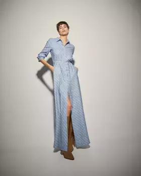 Длинное платье с рукавом реглан и узором раппорт Dolores Promesas, синий