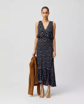 Длинное платье с рюшами Claudie Pierlot, черный