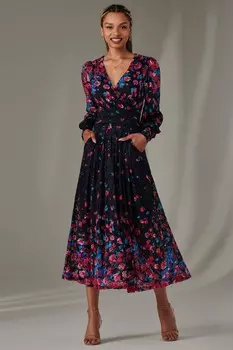 Длинное платье с симметричным принтом и кружевом Dalia Jolie Moi, розовый