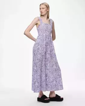 Длинное платье с сотовым лифом Pieces, синий