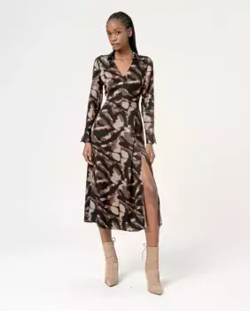 Длинное платье с струящимся принтом Surkana, черный