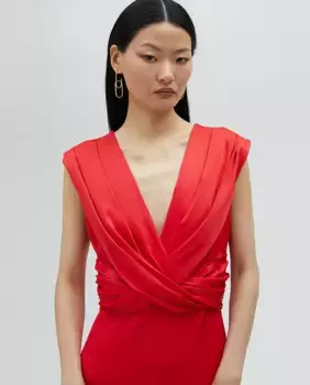 Длинное платье с V-образным вырезом Lola Casademunt, красный