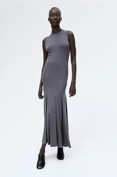 Длинное платье с водолазкой H&M, серый