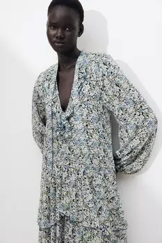 Длинное платье с воланами H&M, мультиколор
