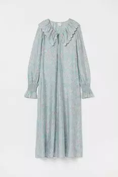 Длинное платье с воротником H&amp;M, светло-бирюзовый/цветы