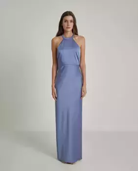Длинное платье с воротником халтер Trucco, синий