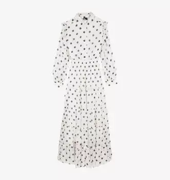 Длинное платье с воротником в горошек The Kooples, мультиколор