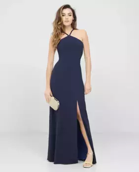 Длинное платье с вырезом через шею Veneno en la piel, синий