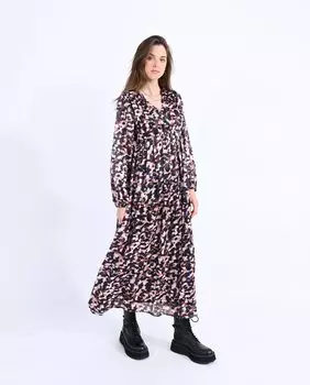 Длинное платье с вырезом и разноцветным принтом Molly Bracken, розовый