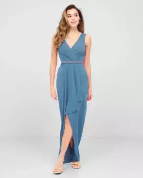 Длинное платье с вырезом сзади Veneno en la piel, синий