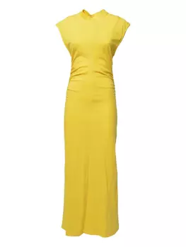 Длинное платье с вышитым логотипом MSGM, желтый