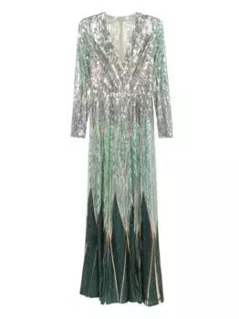 Длинное платье с вышивкой Elie Saab, синий