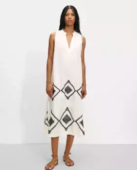 Длинное платье с вышивкой на шее Parfois, белый