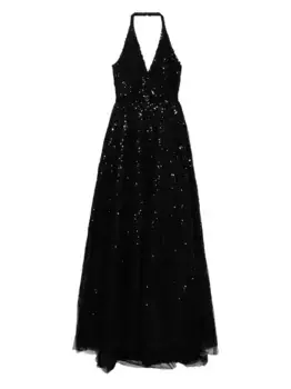 Длинное платье с вышивкой Saiid Kobeisy, черный