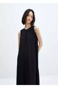 Длинное платье с вытачками Mango, черный