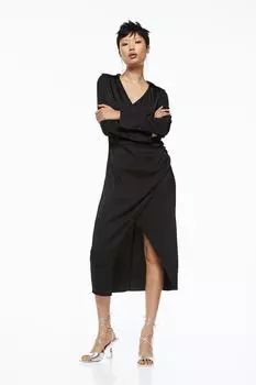 Длинное платье с запахом H&M, черный