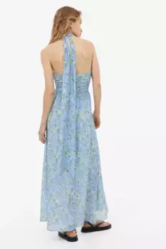 Длинное платье с завязками на шее H&M, белый