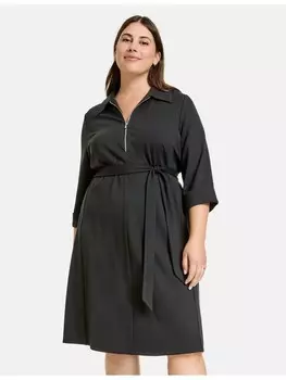 Длинное платье SAMOON Gewirke, черный