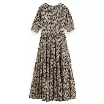 Длинное платье Scotch & Soda Tiered Short Sleeve, зеленый