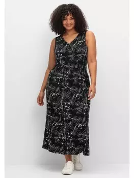 Длинное платье sheego Bedrucktes Jersey, цвет schwarz-wei